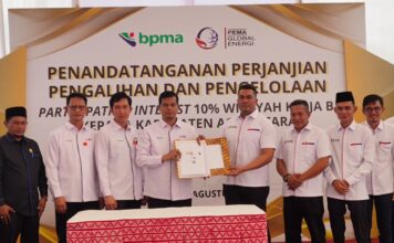PGE Serahkan 10 Persen Participating Interest WK B Kepada Pemerintah Aceh Utara