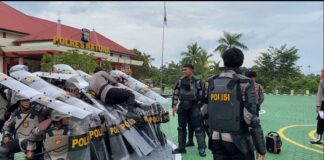 Jelang Pemilu 2024, Polres Natuna Gelar Latihan Pengendalian Massa