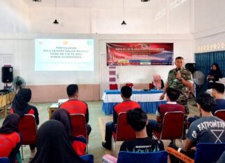 Satgas TMMD Mulai Sasaran Non Fisik Dengan Penyuluhan Wasbang di SMKN 1 Bungtimla