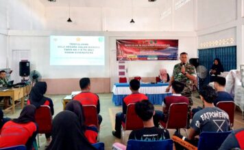 Satgas TMMD Mulai Sasaran Non Fisik Dengan Penyuluhan Wasbang di SMKN 1 Bungtimla