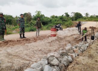 Dansatgas Bersama Kabid Perkim Tinjau Progres Pembangunan TMMD ke 118 di Desa Selemam