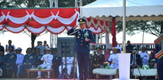 Danlanud RSA Menjadi Inspektur Upacara Peringatan Ke-78 HUT TNI di Natuna