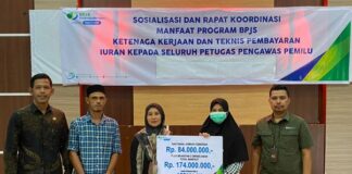 BPJamsostek Meulaboh Serahkan Santunan Kematian Kepada Ahli Waris Petugas KIP