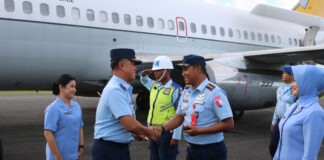 Danlanud Raden Sadjad Natuna Sambut Kedatangan Dankosek IKN
