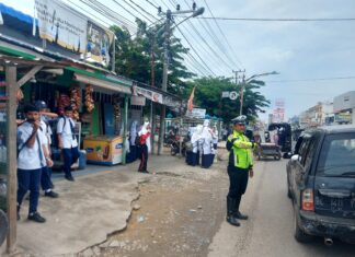 Polantas Lhokseumawe Strong Point Rutin di Titik Penggal SMPN 7