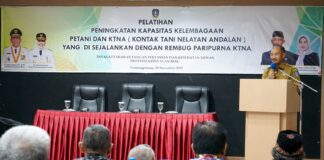 Sekda Adi Buka Pelatihan Peningkatan Kapasitas Kelembagaan Petani dan KTNA di Kepulauan Riau