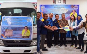 Peduli Pendidikan Kepri, Cen Sui Lan Serahkan Bantuan Mobil Bus ke STIE Bentara Persada Batam