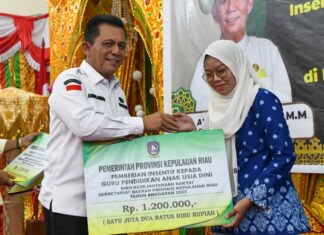 Hari Kedua di Karimun, Ansar Serahkan Insentif Tenaga Pendidikan Anak dan Bantuan Peternakan
