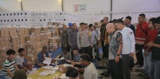 Bupati Bersama Forkopimda Tinjau Gudang Logistik Pemilu 2024 KPU Kabupaten Asahan