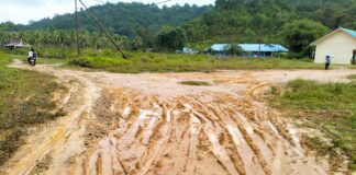 Miris, Jalan Menuju Kantor Camat dan Sekolah TK di Lingga Utara Dipenuhi Kubangan Air