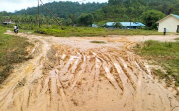 Miris, Jalan Menuju Kantor Camat dan Sekolah TK di Lingga Utara Dipenuhi Kubangan Air