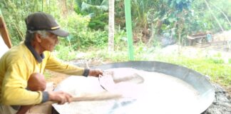 Malok Sagu, Menjadi Pekerjaan Rutin Masyarakat Natuna Saat Musim Utara Tiba