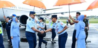 Danlanud Raden Sadjad Natuna Sambut Kunjungan Kerja Kasau dan Ketum PIA AG