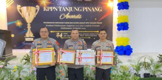 Polres Lingga Terima Penghargaan dari KPPN Tanjungpinang Satker Terbaik Ketiga Kinerja Pelaksanaan Anggaran Tahun 2023