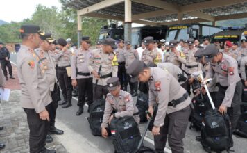 Kapolres Lingga Pimpin Apel Pengecekan Kesiapan Personel Pengamanan TPS Pemilu 2024