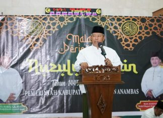 Bupati Anambas Abdul Haris Peringati Malam Nuzulul Qur’an di Masjid Agung Baitul Makmur