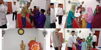 Safari Ramdhan Puasa ke-19, Satpol PP dan Pemdes Pena”ah Salurkan 35 Paket Sembako