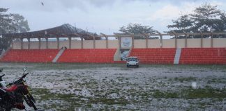 Pihak Pemberi CSR Akan Segera Perbaiki Atap Tribun Mini yang Roboh Diterjang Badai