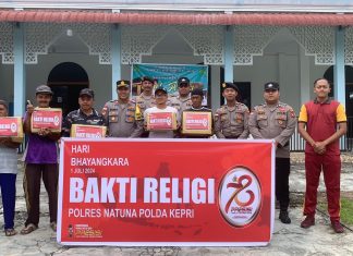 Peringati Hari Bhayangkara ke-78, Polres Natuna Laksanakan Bakti Religi dan Bakti Sosial