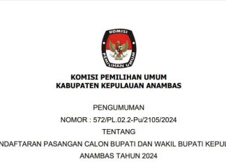 Pengumuman KPU Anambas, Tentang Pendaftaran Pasangan Calon Bupati dan Wakil Bupati Kabupaten Kepulauan Anambas Tahun 2024