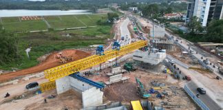Pekerjaan Flyover Sei Ladi Memasuki Tahap Pemasangan Balok Girder