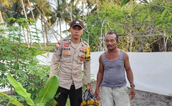 Briptu Yoan Afdinal Semai Pupuk dan Penyiraman Ubi Jalar
