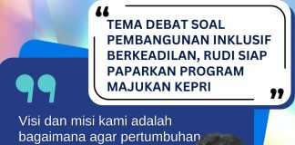 Tema Debat soal Pembangunan Inklusif Berkeadilan, Rudi Siap Paparkan Program Majukan Kepri