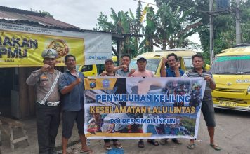 Himbau Sopir Angkutan Umum Patuhi Aturan Lalu Lintas, Satlantas Polres Simalungun Penyuluhan Keliling Jelang Nataru
