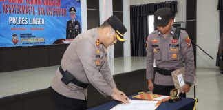 AKBP Apri Fajar Hermanto, S.I.K., Pimpin Sertijab Kabag Log, Kasat Samapta dan Kasipropam Polres Lingga