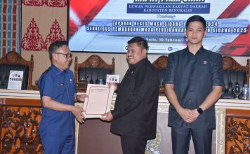 Bupati Bengkalis Terima Laporan Reses Masa Sidang I Tahun 2024