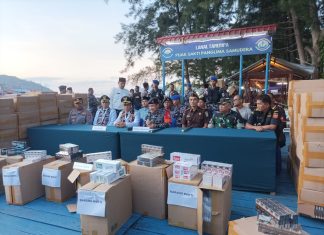 Lanal Tarempa Gagalkan Penyelundupan Rokok Ilegal Senilai Rp1,7 Miliar