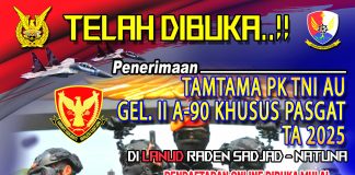 Telah Dibuka, Pendaftaran Tamtama PK TNI AU Gelombang II/A-90 Khusus Pasgat TA 2025