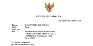 STQH XI Provinsi Kepri Dipindahkan ke Tanjungpinang, Efisiensi Anggaran Jadi Alasan