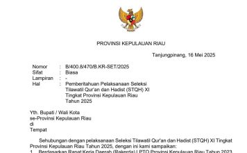 STQH XI Provinsi Kepri Dipindahkan ke Tanjungpinang, Efisiensi Anggaran Jadi Alasan