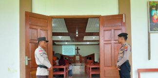 Polres Natuna bersama Polsek Bunguran Timur Jaga Kedamaian Ibadah Kenaikan Isa Almasih