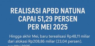 Realisasi APBD Natuna Capai 51,29 Persen per Mei 2025, Belanja Modal Masih Rendah