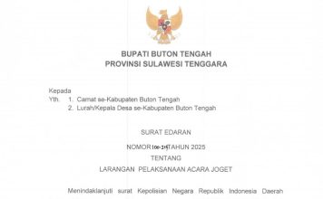Bupati Buton Tengah Keluarkan Surat Edaran Tentang Larangan Pelaksanaan Acara Joget: Upaya Terciptanya Kamtibmas Aman dan Kondusif