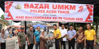 Meriahkan HUT Bhayangkara Ke 79, Polres Aceh Timur Gelar Bazar UMKM