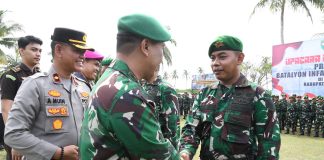 Wakapolres Aceh Timur Hadiri Upacara Penyambutan 423 Prajurit Teritorial Pembangunan