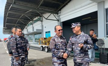 Danlanal Ranai Sambut Kunjungan Kerja Paban V Faslan Slogal Mabes AL