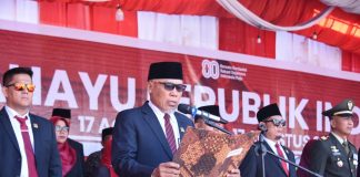 Khidmat, H. Misno Bacakan Teks Proklamasi pada Upacara HUT ke-80 RI di Mandau