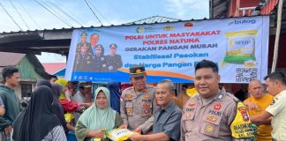 Polsek Bunguran Barat Gelar Gerakan Pangan Murah di Simpang 4 Sedanau
