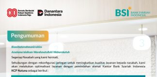 Pengumuman Pemindahan Alamat Kantor Bank Syariah Indonesia KCP Natuna