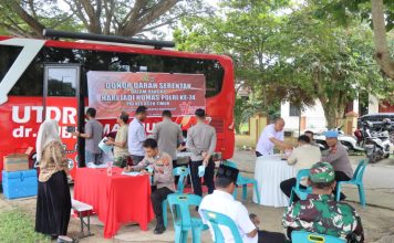 Sambut Hari Jadi Humas Polri ke-74, Polres Aceh Timur Sumbangkan 21 Kantong Darah ke PMI