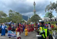 Satlantas Polres Natuna Amankan Pawai HUT PGRI ke-80