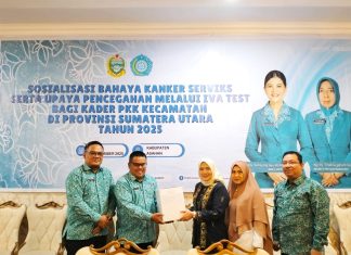 TP PKK Sumut Sosialisasikan IVA Test Dan Serahkan Bantuan