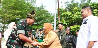 Kunjungan ke Bengkalis, Bupati Kasmarni Sambut Kedatangan Danrem 031 Wira Bima di Makodim