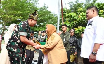Kunjungan ke Bengkalis, Bupati Kasmarni Sambut Kedatangan Danrem 031 Wira Bima di Makodim