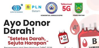 Setetes Darah, Sejuta Harapan, Kolaborasi Jurnalis dan Lintas Institusi Gelar Donor Darah HPN 2026 di Megamal Batam