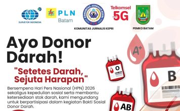 Setetes Darah, Sejuta Harapan, Kolaborasi Jurnalis dan Lintas Institusi Gelar Donor Darah HPN 2026 di Megamal Batam